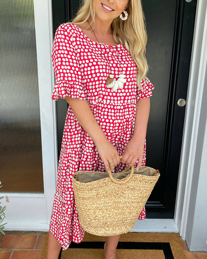 Seyfried - Midi-Kleid mit Rundhalsausschnitt und Punktemuster
