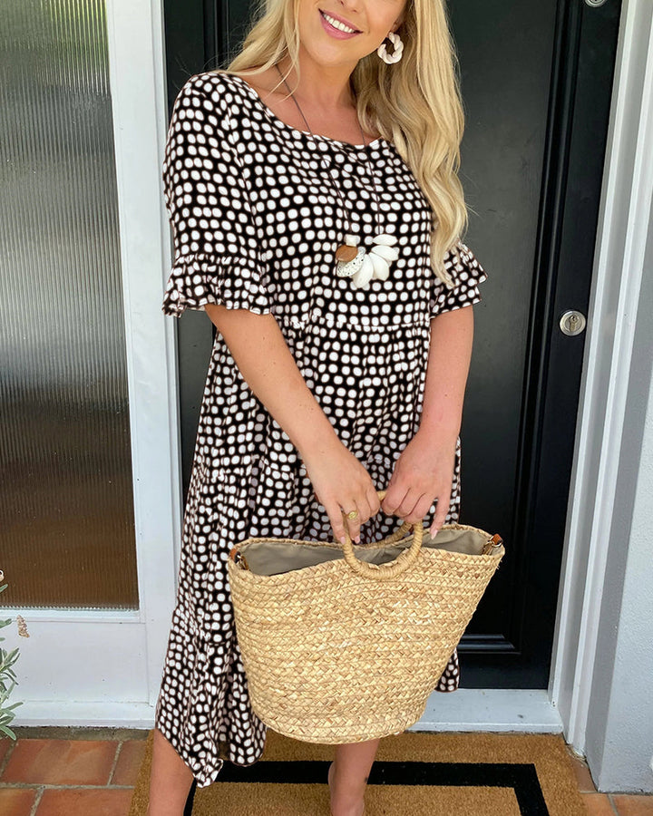 Seyfried - Midi-Kleid mit Rundhalsausschnitt und Punktemuster