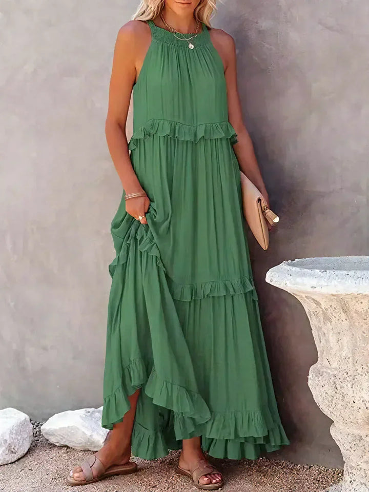 Charlize - Maxikleid mit Nackenträger und Taschen