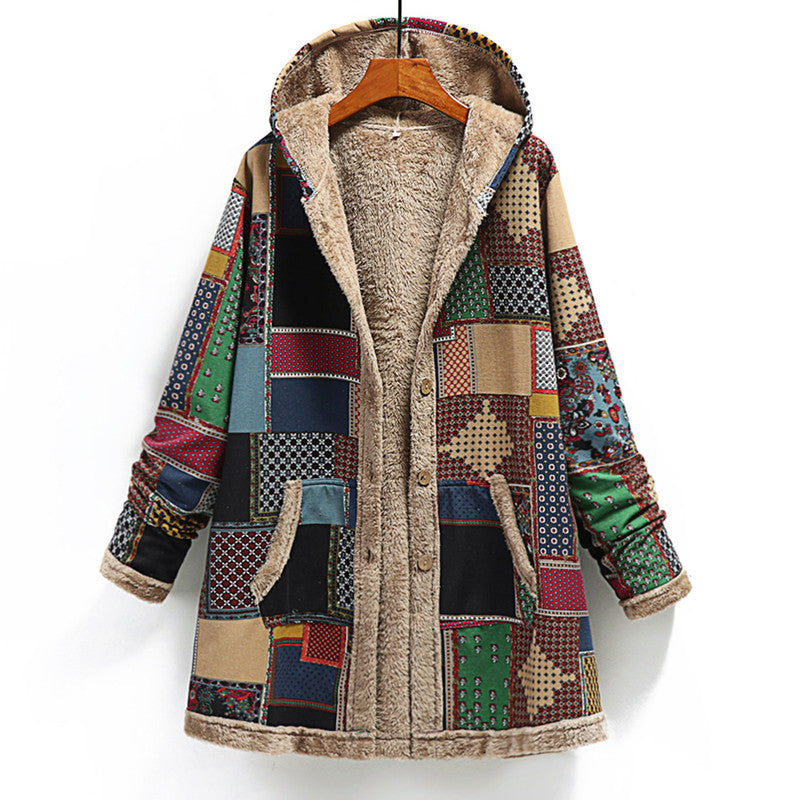Nena - Lange Mouw Knoopsluiting Mit Kapuze Jacke