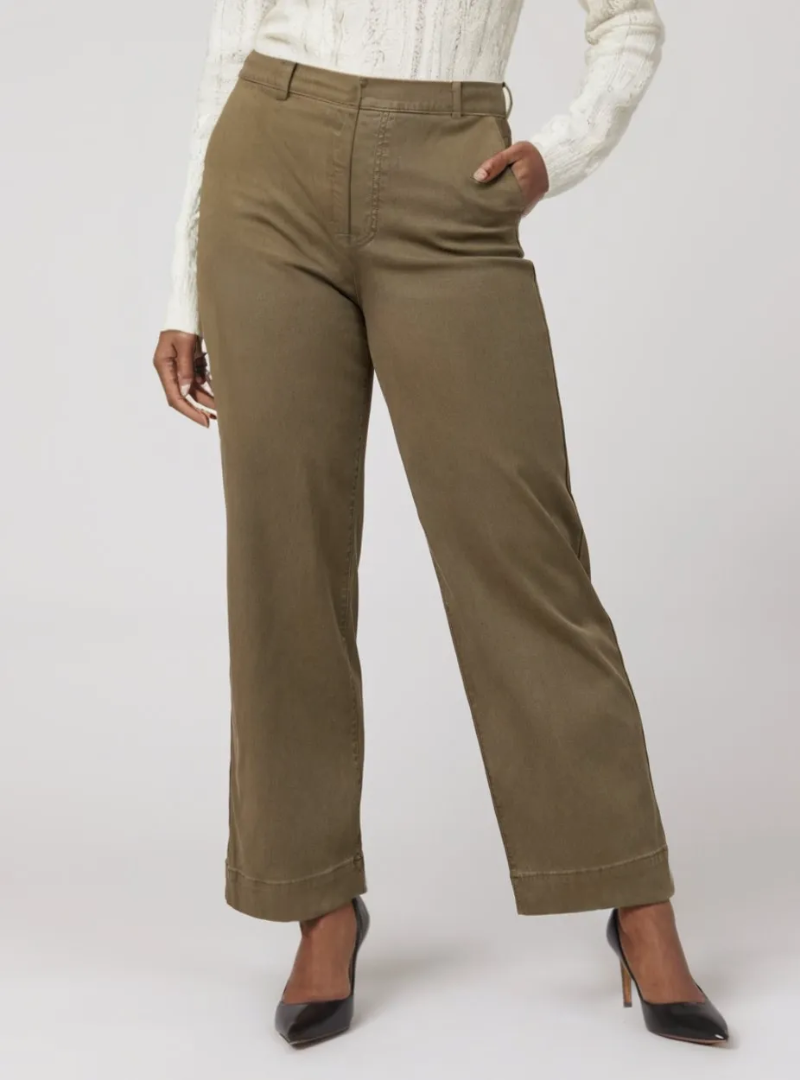 Alva - Taillenkontrollierende Twill Cropped Weite Hose