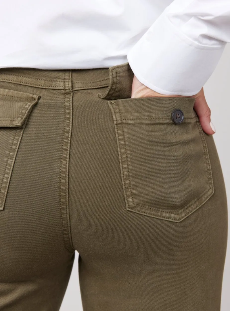 Alva - Taillenkontrollierende Twill Cropped Weite Hose