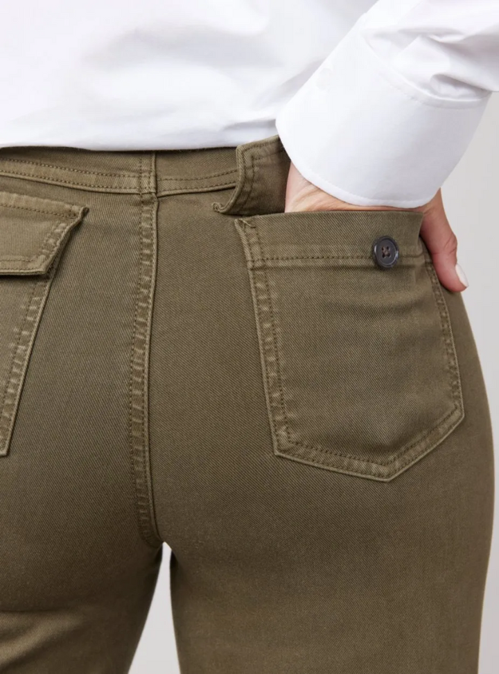 Alva - Taillenkontrollierende Twill Cropped Weite Hose