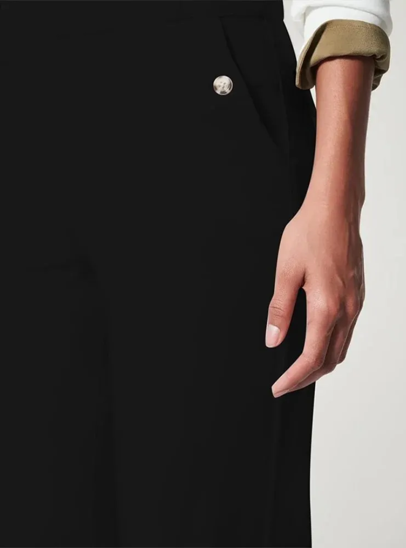 Alva - Taillenkontrollierende Twill Cropped Weite Hose