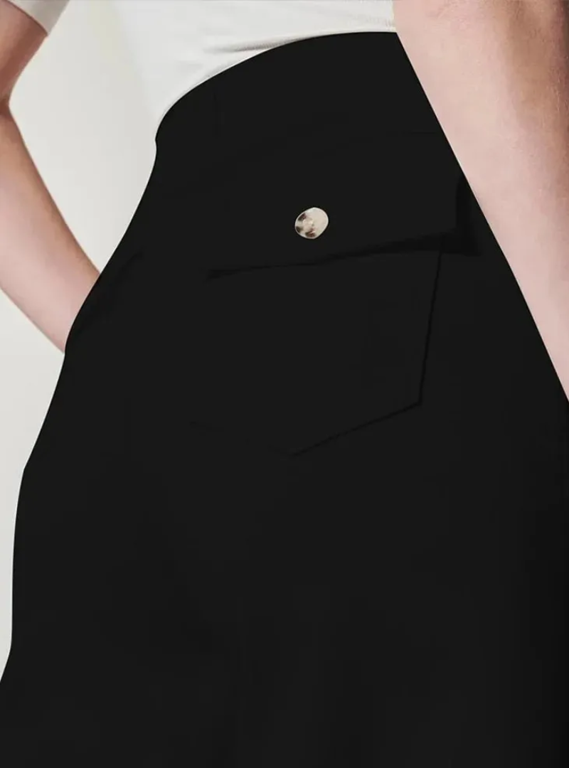 Alva - Taillenkontrollierende Twill Cropped Weite Hose