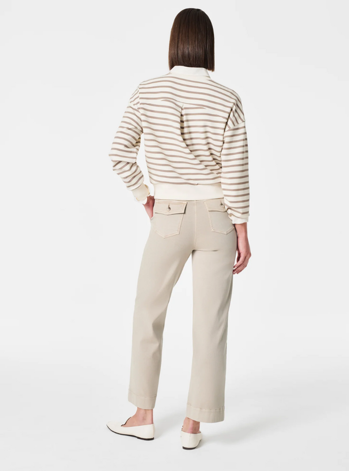 Alva - Taillenkontrollierende Twill Cropped Weite Hose