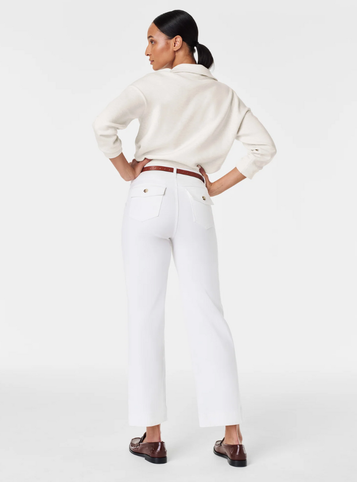 Alva - Taillenkontrollierende Twill Cropped Weite Hose