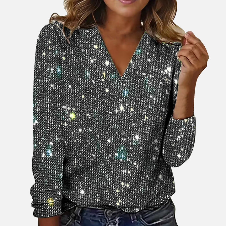 Ruby – Funkelnde Bluse mit V-Ausschnitt
