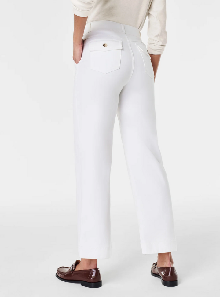 Alva - Taillenkontrollierende Twill Cropped Weite Hose