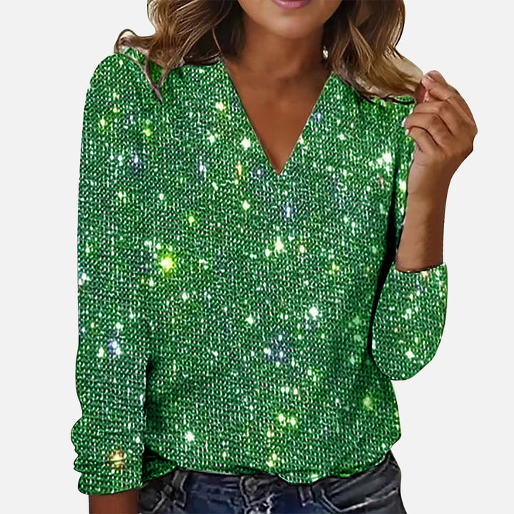 Ruby – Funkelnde Bluse mit V-Ausschnitt