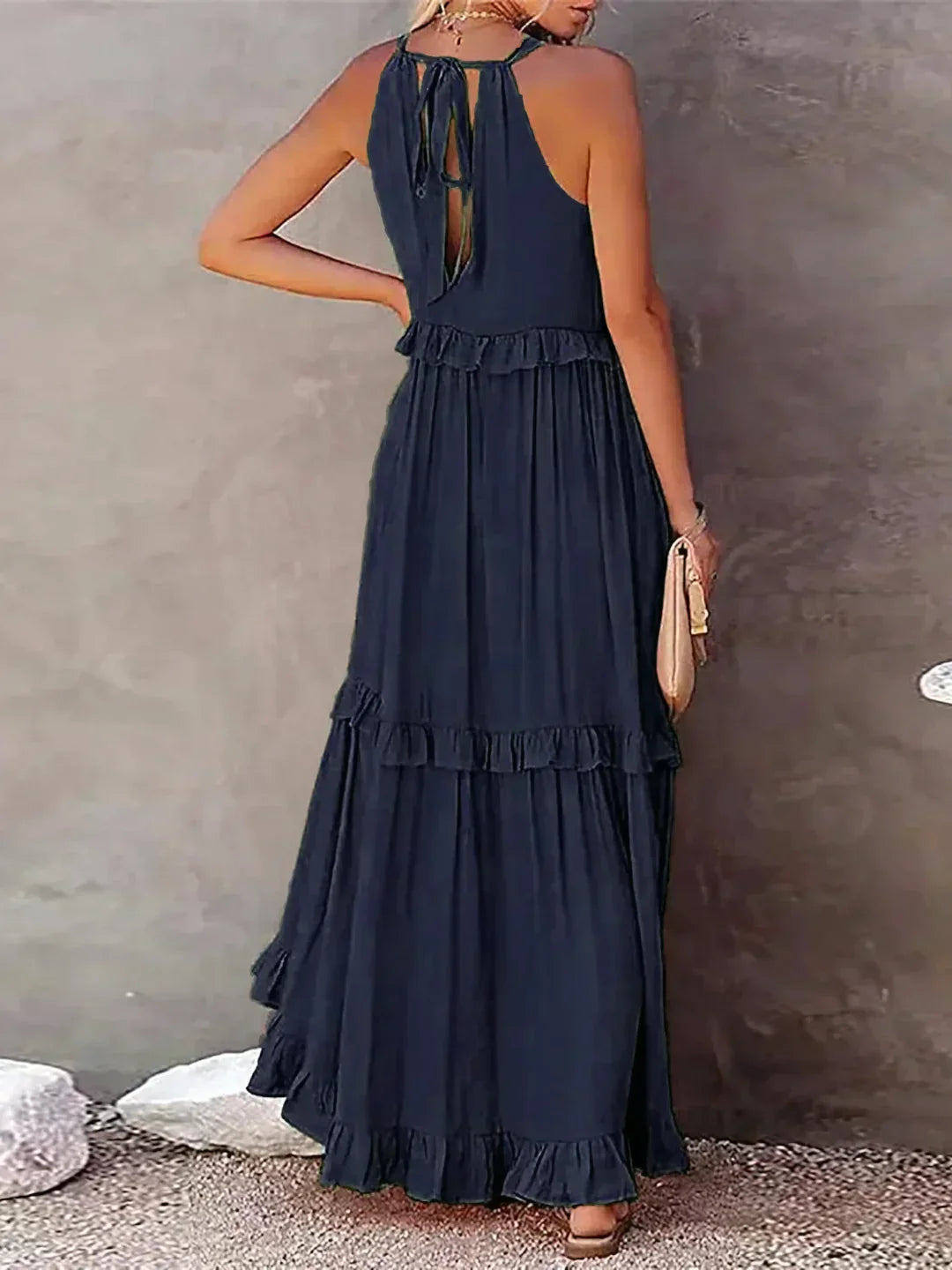 Charlize - Maxikleid mit Nackenträger und Taschen