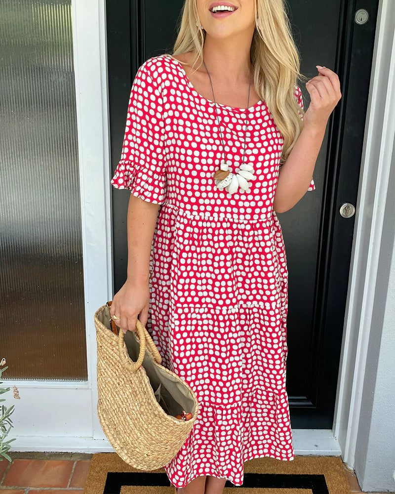Seyfried - Midi-Kleid mit Rundhalsausschnitt und Punktemuster
