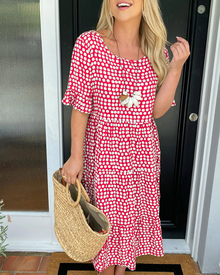 Seyfried - Midi-Kleid mit Rundhalsausschnitt und Punktemuster