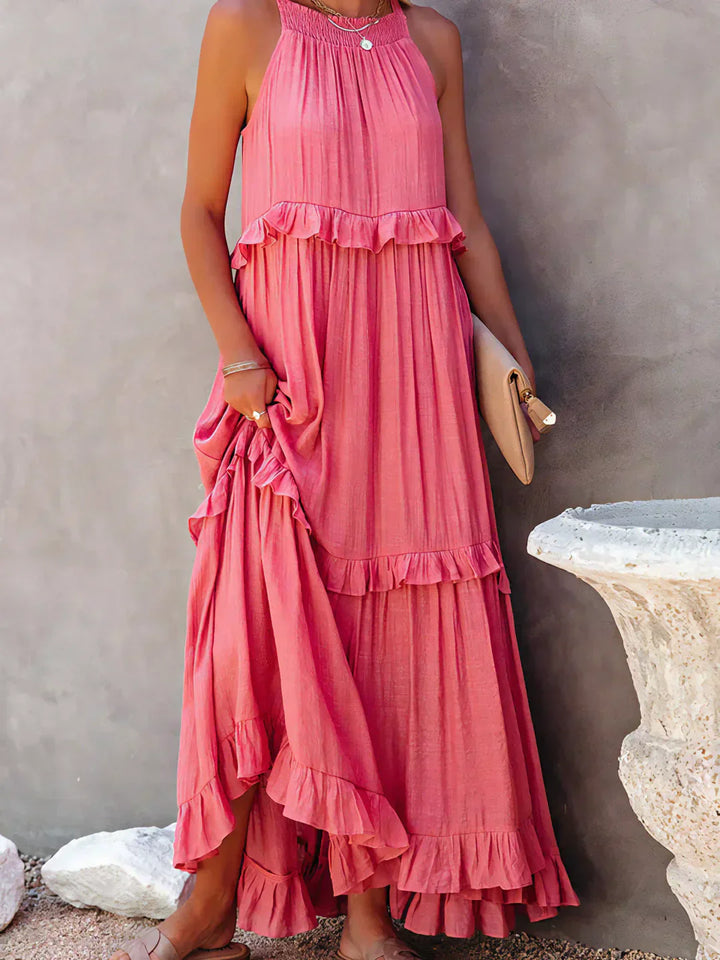 Charlize - Maxikleid mit Nackenträger und Taschen
