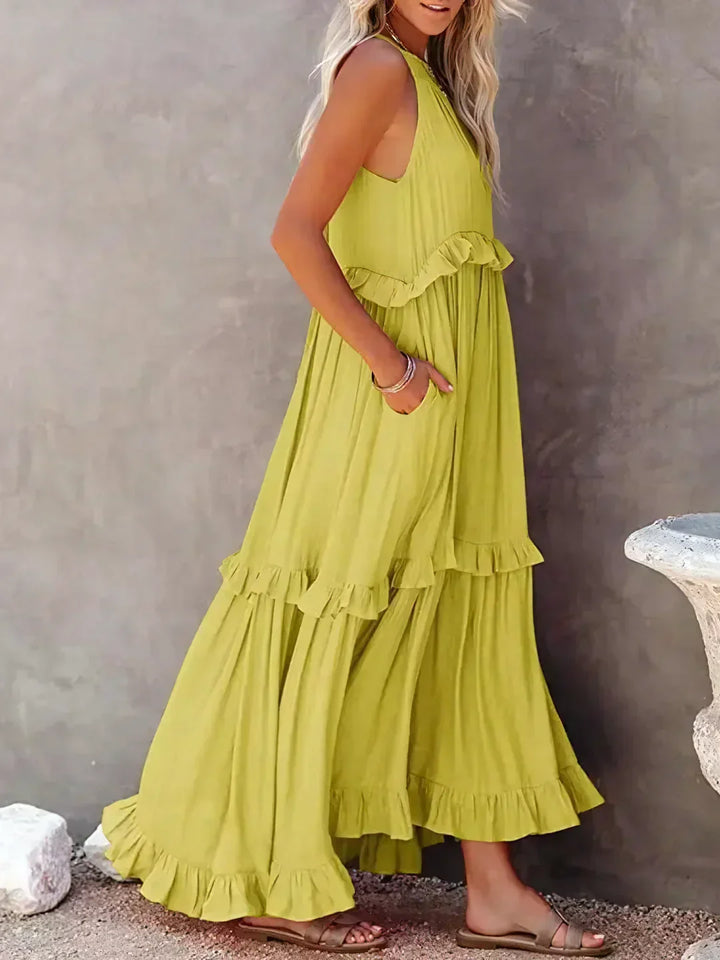 Charlize - Maxikleid mit Nackenträger und Taschen
