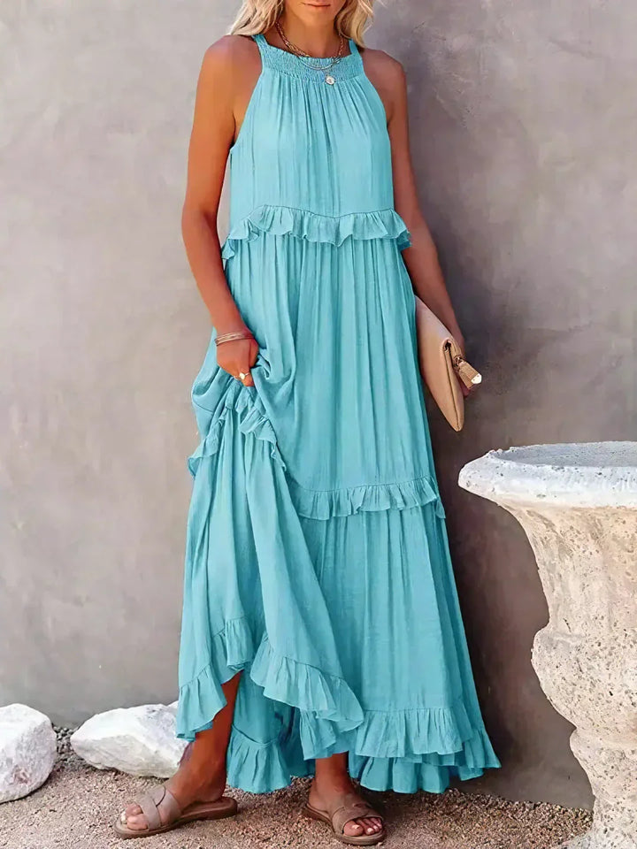 Charlize - Maxikleid mit Nackenträger und Taschen
