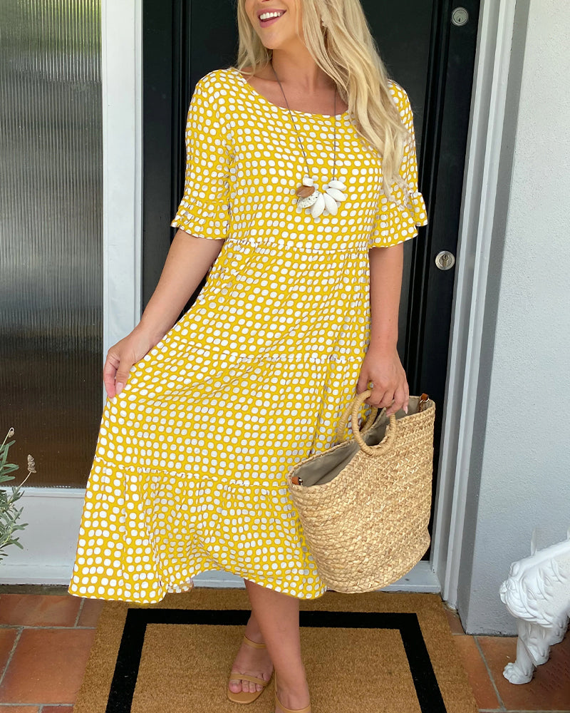 Seyfried - Midi-Kleid mit Rundhalsausschnitt und Punktemuster