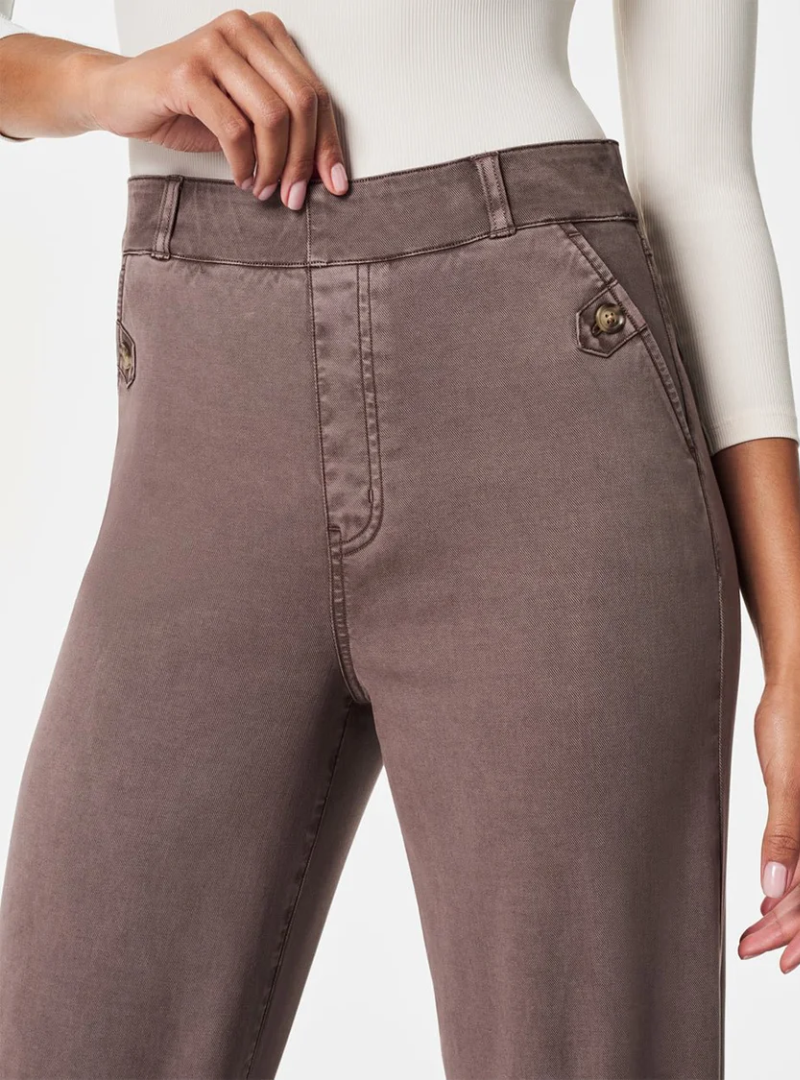 Alva - Taillenkontrollierende Twill Cropped Weite Hose
