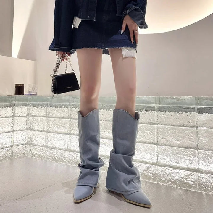 Danica - Western Lange Stiefel mit Schlupf