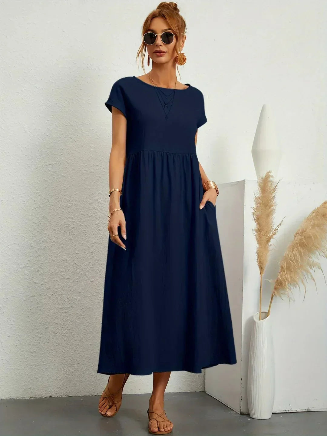 Keira - Leichtes, weiches Baumwollkleid mit Taschen