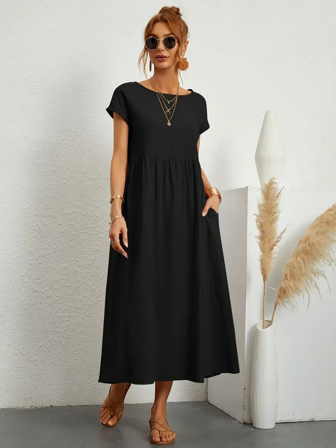 Keira - Leichtes, weiches Baumwollkleid mit Taschen