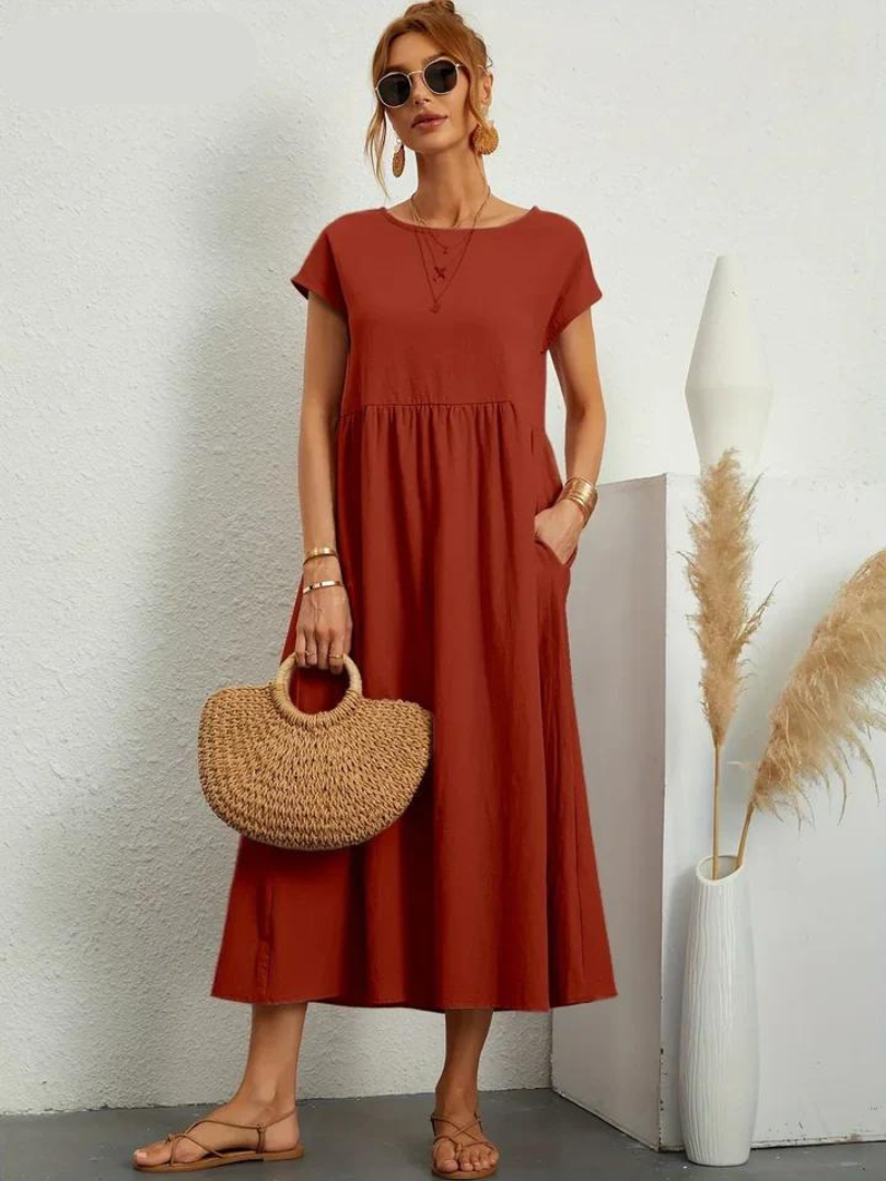Ruby - Elegantes Kleid aus Baumwolle und Leinen