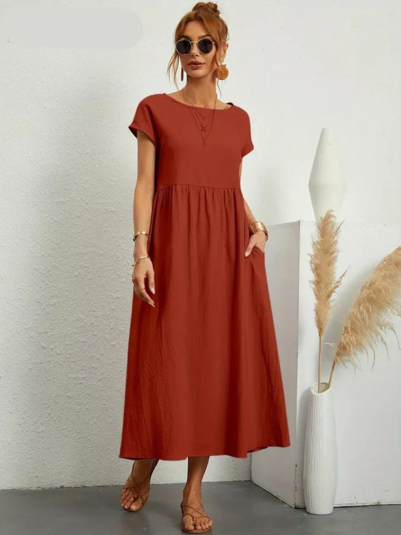 Ruby - Elegantes Kleid aus Baumwolle und Leinen