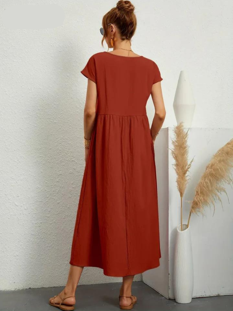 Ruby - Elegantes Kleid aus Baumwolle und Leinen