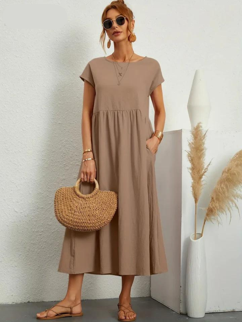 Ruby - Elegantes Kleid aus Baumwolle und Leinen
