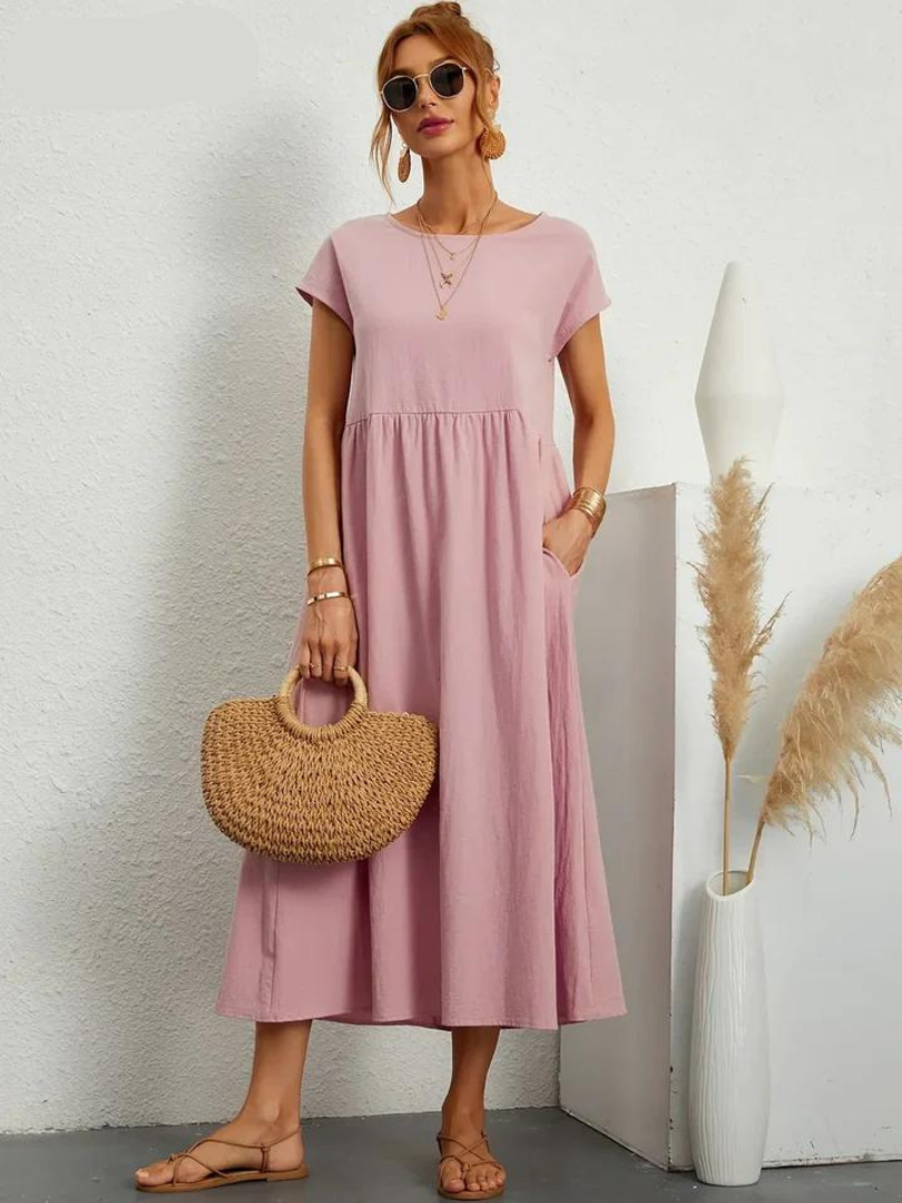 Ruby - Elegantes Kleid aus Baumwolle und Leinen