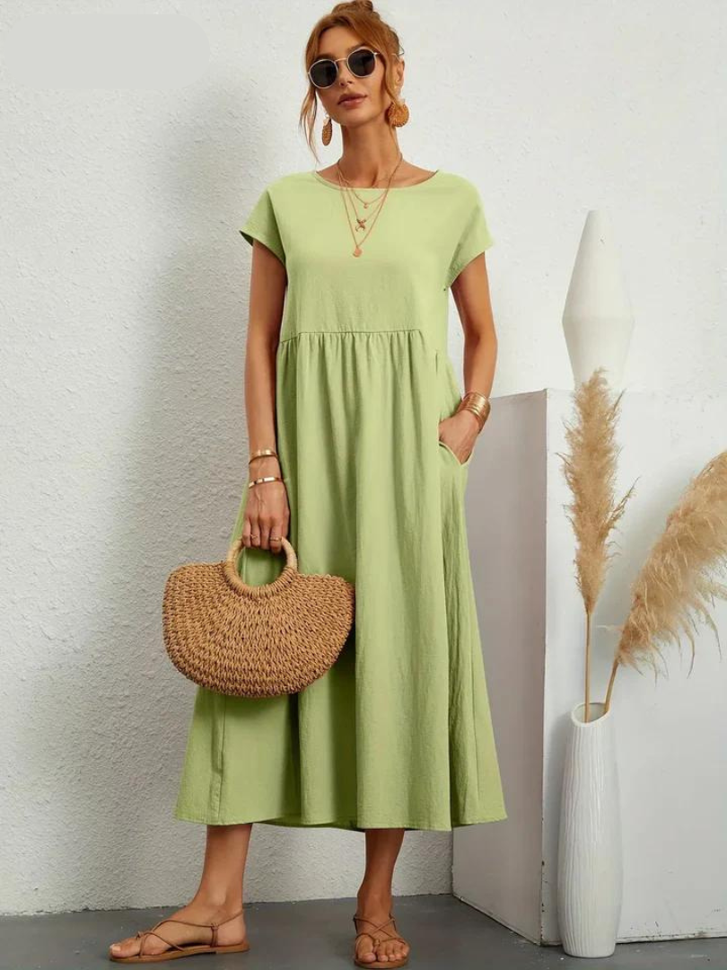 Ruby - Elegantes Kleid aus Baumwolle und Leinen