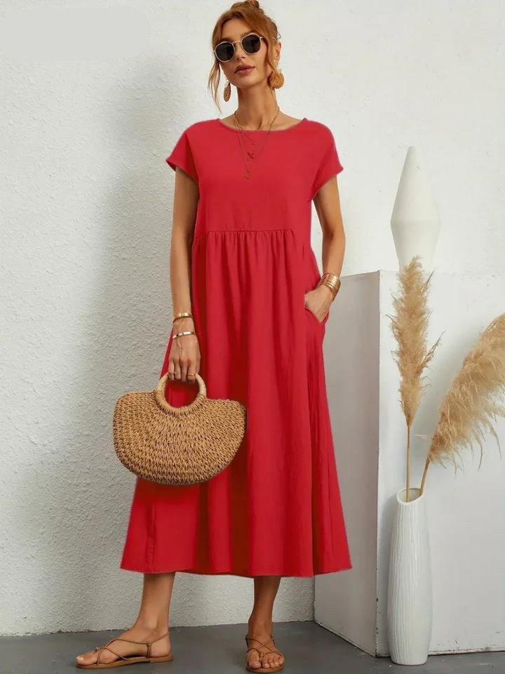 Ruby - Elegantes Kleid aus Baumwolle und Leinen