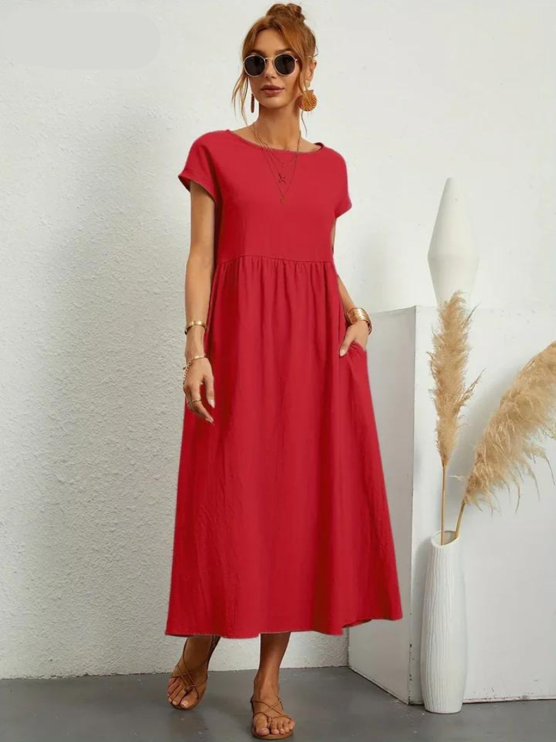 Ruby - Elegantes Kleid aus Baumwolle und Leinen