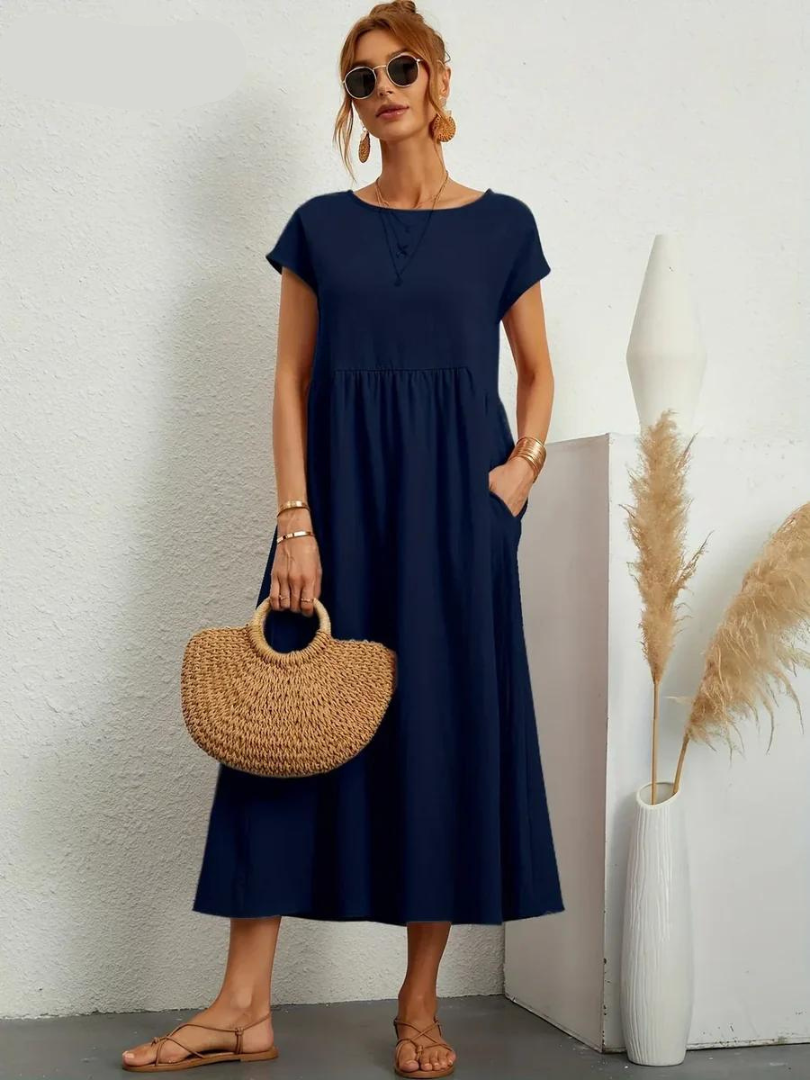Ruby - Elegantes Kleid aus Baumwolle und Leinen