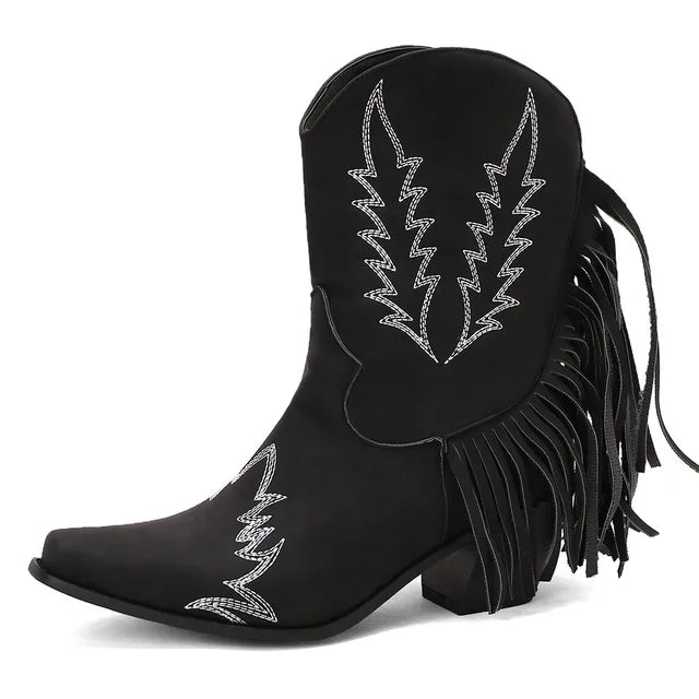 Jenny - Cowboy Stiefeletten mit Fransen-Tassel