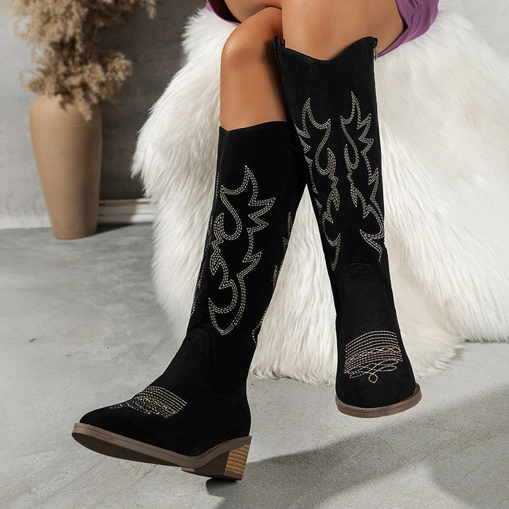 Claire - Retro Bestickte Westernstiefel