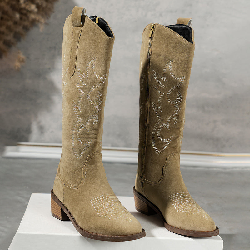 Claire - Retro Bestickte Westernstiefel