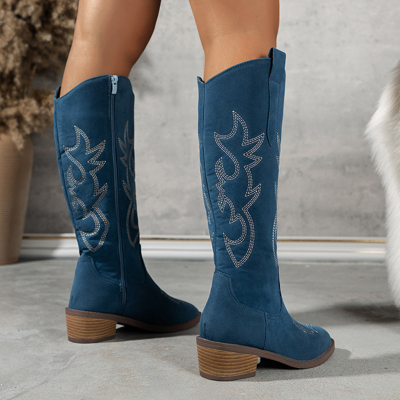 Claire - Retro Bestickte Westernstiefel