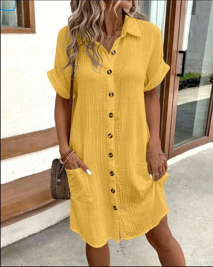 Renata – Übergroßes Polokleid aus gewebtem Stoff