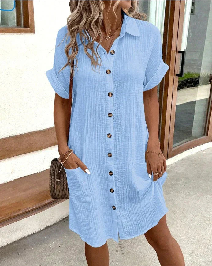 Renata – Übergroßes Polokleid aus gewebtem Stoff