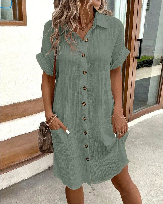 Renata – Übergroßes Polokleid aus gewebtem Stoff