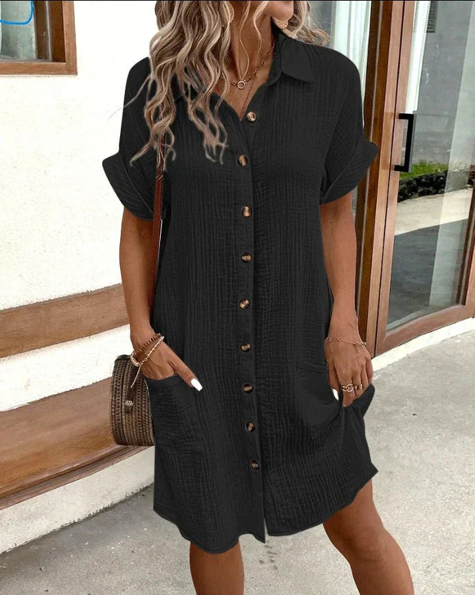 Renata – Übergroßes Polokleid aus gewebtem Stoff