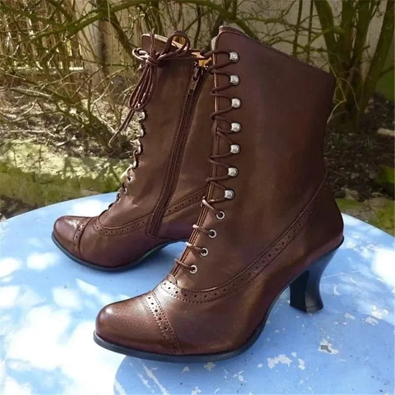 Vicky - Viktorianische Schnürstiefel Mit Hohem Absatz