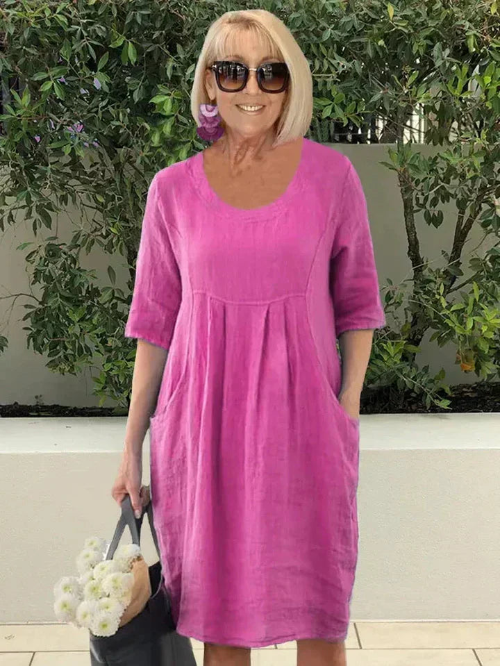 Sophia - Lockeres Kleid mit Tasche