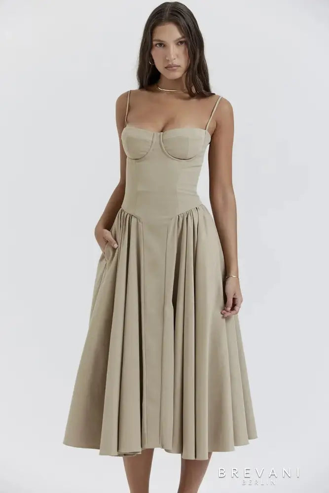 Ellie - Ärmelloses Korsett-Midi-Kleid - Attraktive Passform