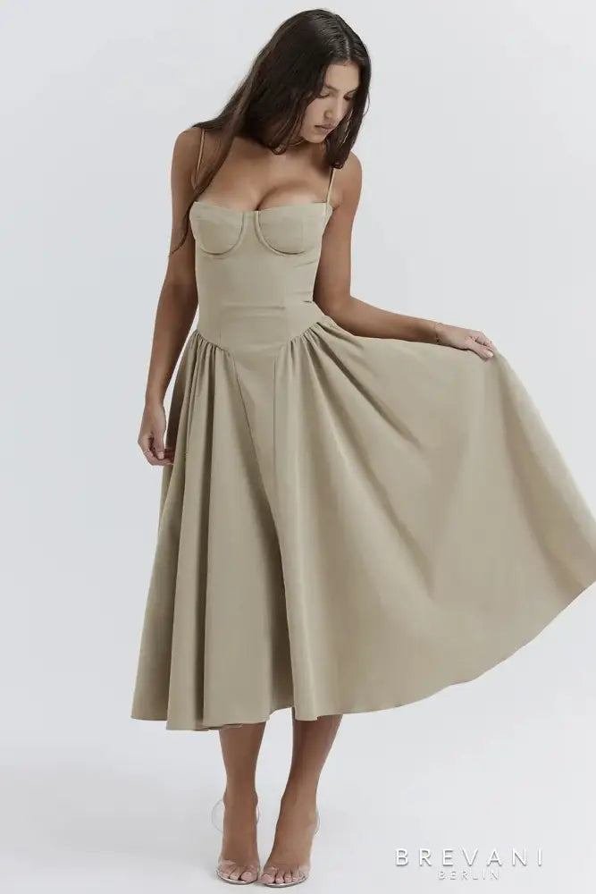 Ellie - Ärmelloses Korsett-Midi-Kleid - Attraktive Passform