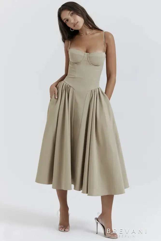 Ellie - Ärmelloses Korsett-Midi-Kleid - Attraktive Passform