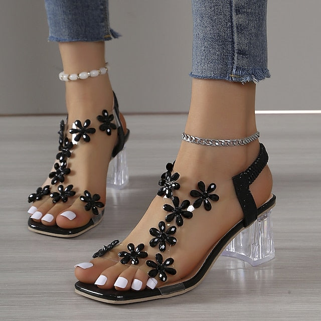 Sofie - Modische Casual Blockabsatzsandalen mit Bergkristallen für Frauen