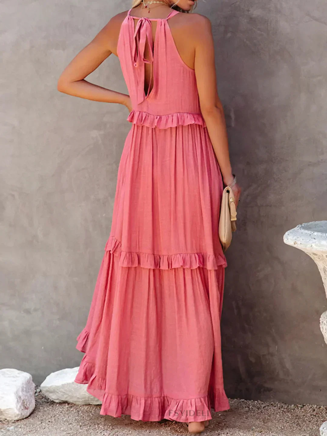 Charlize - Maxikleid mit Nackenträger und Taschen