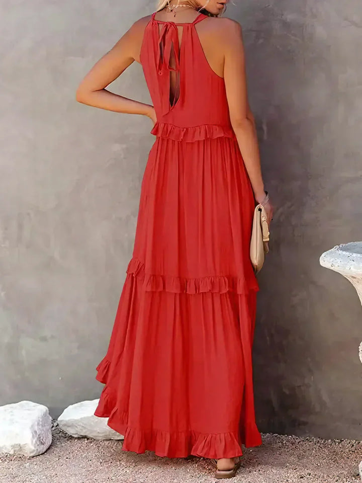 Charlize - Maxikleid mit Nackenträger und Taschen